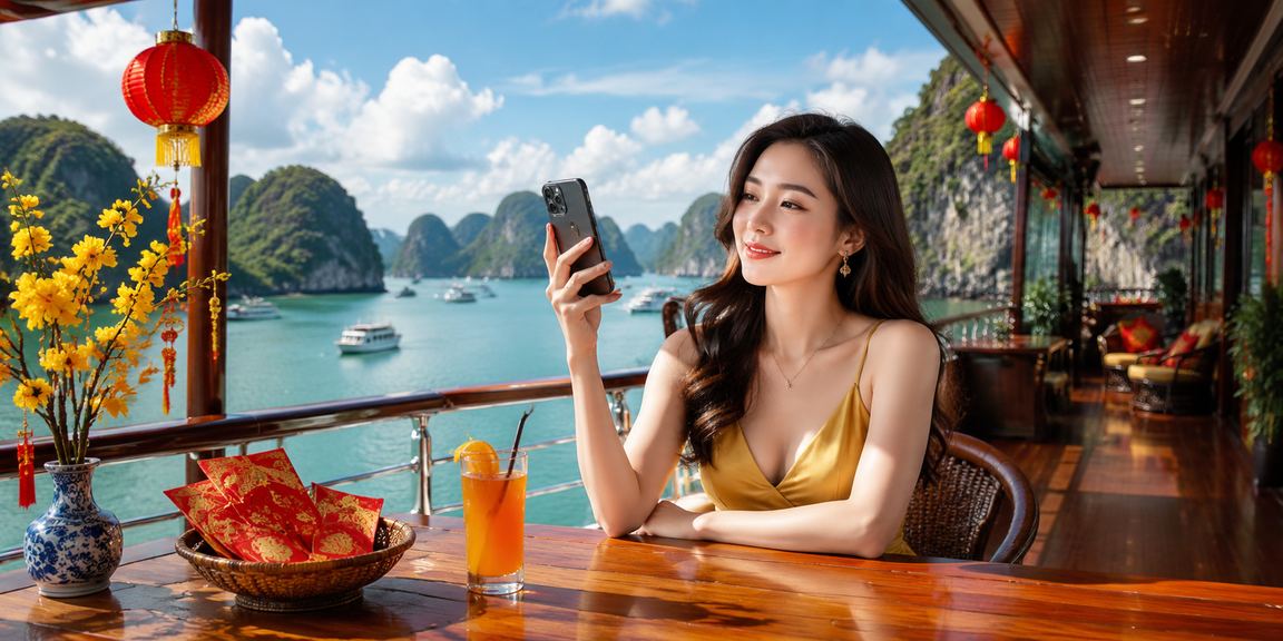 Phong bì đỏ may mắn và bonus chào đón dịp Tết tại Hà Nội trên nền cà phê Việt