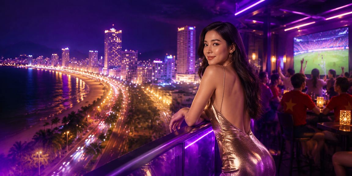 Người chơi tại Nha Trang nhận bonus hoàn trả dưới ánh đèn neon rực rỡ về đêm